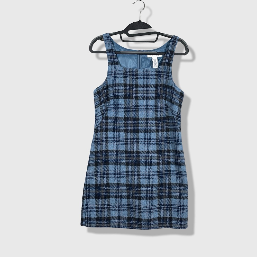 Old Navy Plaid Mini Dress Womens Size 1 Blue 90s Dark Academia Preppy Y2K